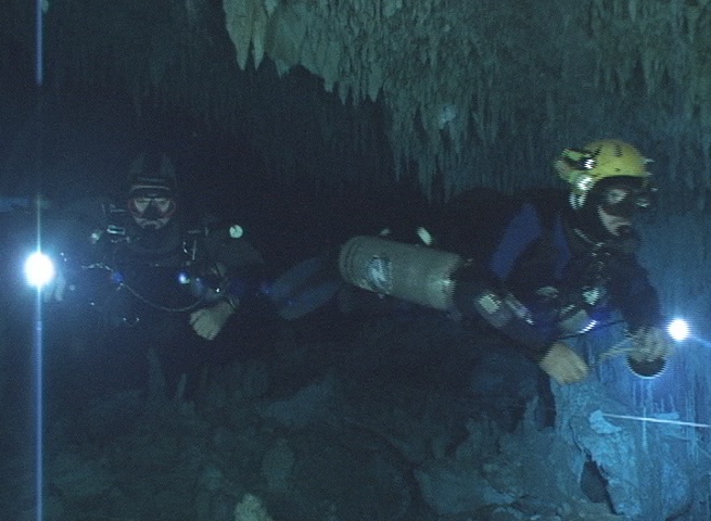 Brian Kakuk and myself, navigating Dan's cave