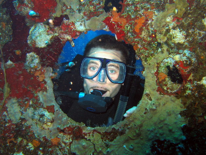 Chad M looking through the wreck