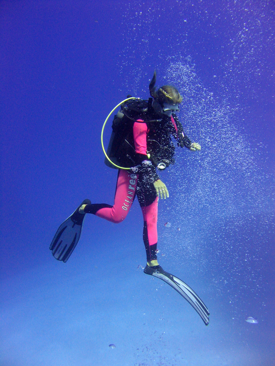 Diver and bubbles