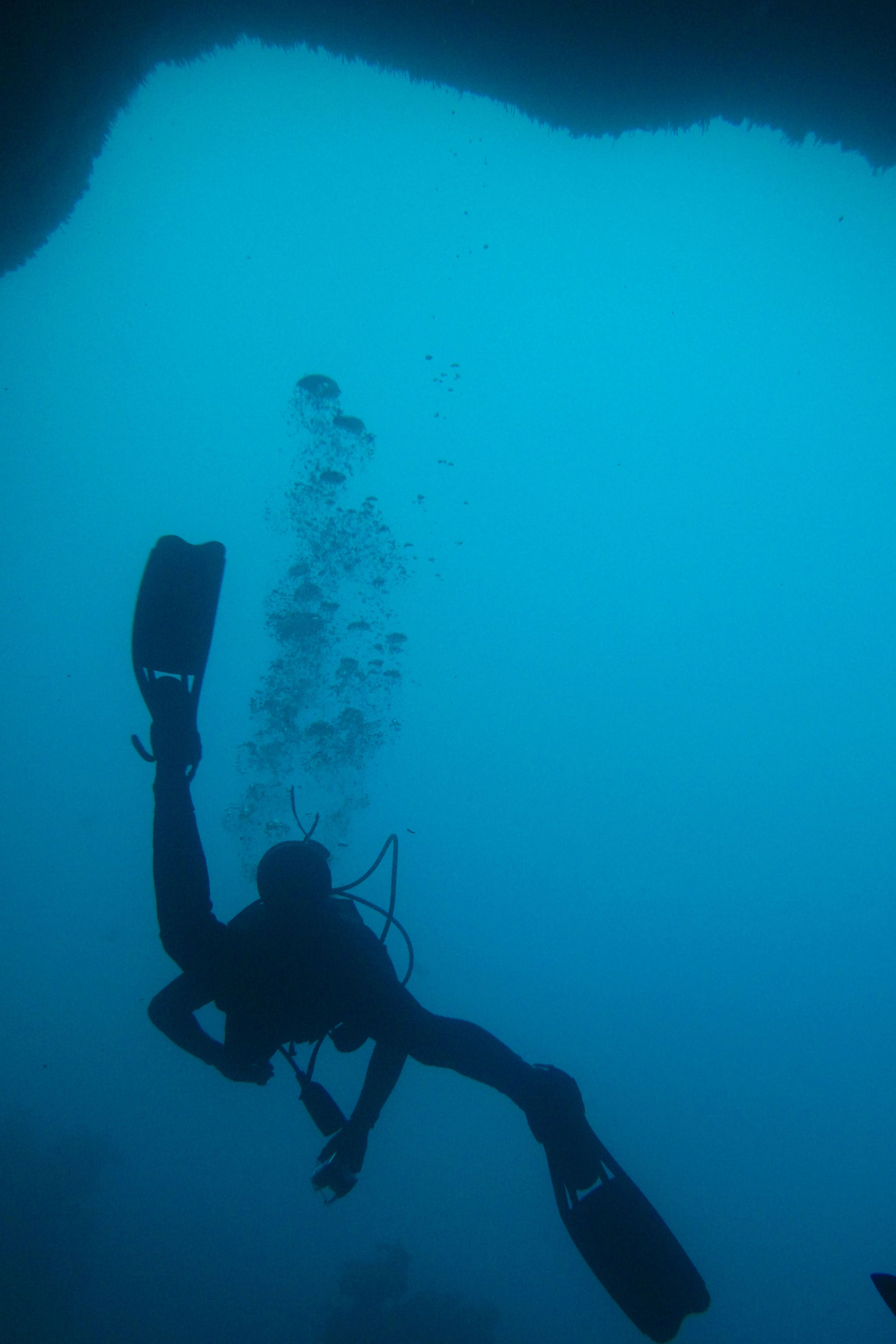 Diver exiting  Bernies Cave