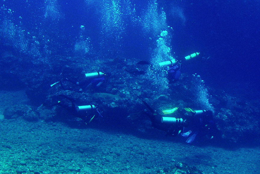 Divers in Group Underwater