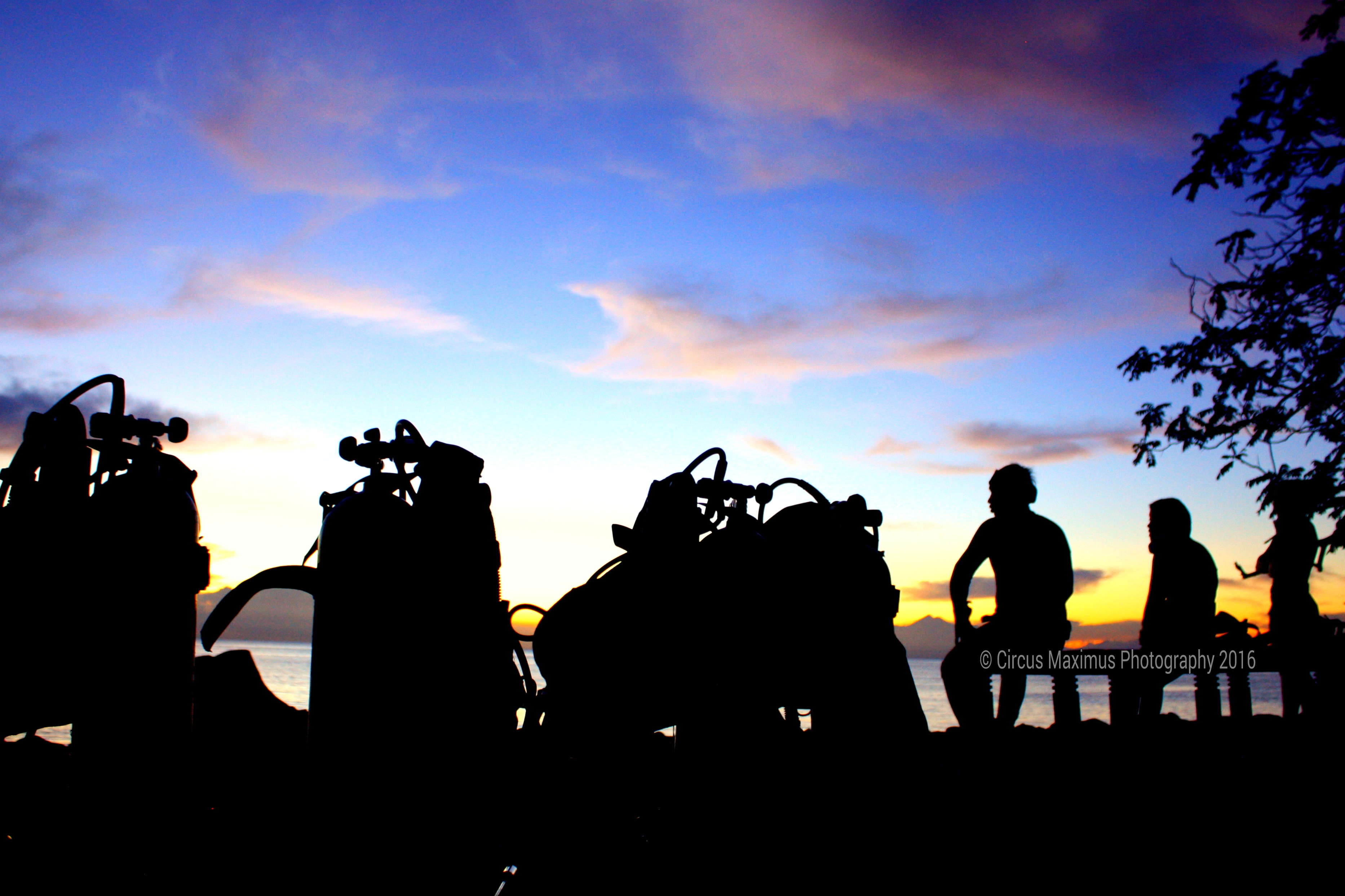 Enjoying sunrise dive at Tulamben shoreline near USS Liberty Shipwreck dive site, Bali