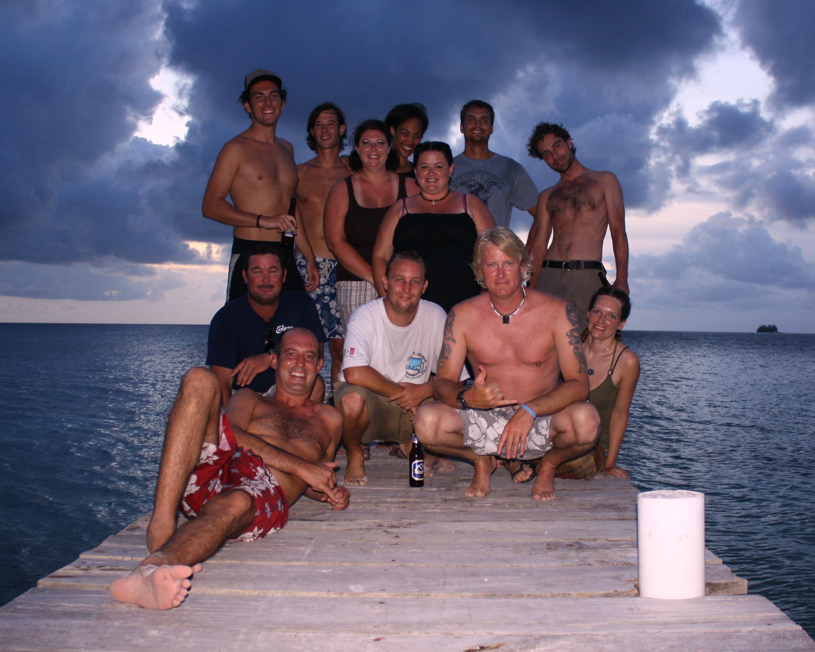 Friends from Captn Morgan's on dock at Little Cay