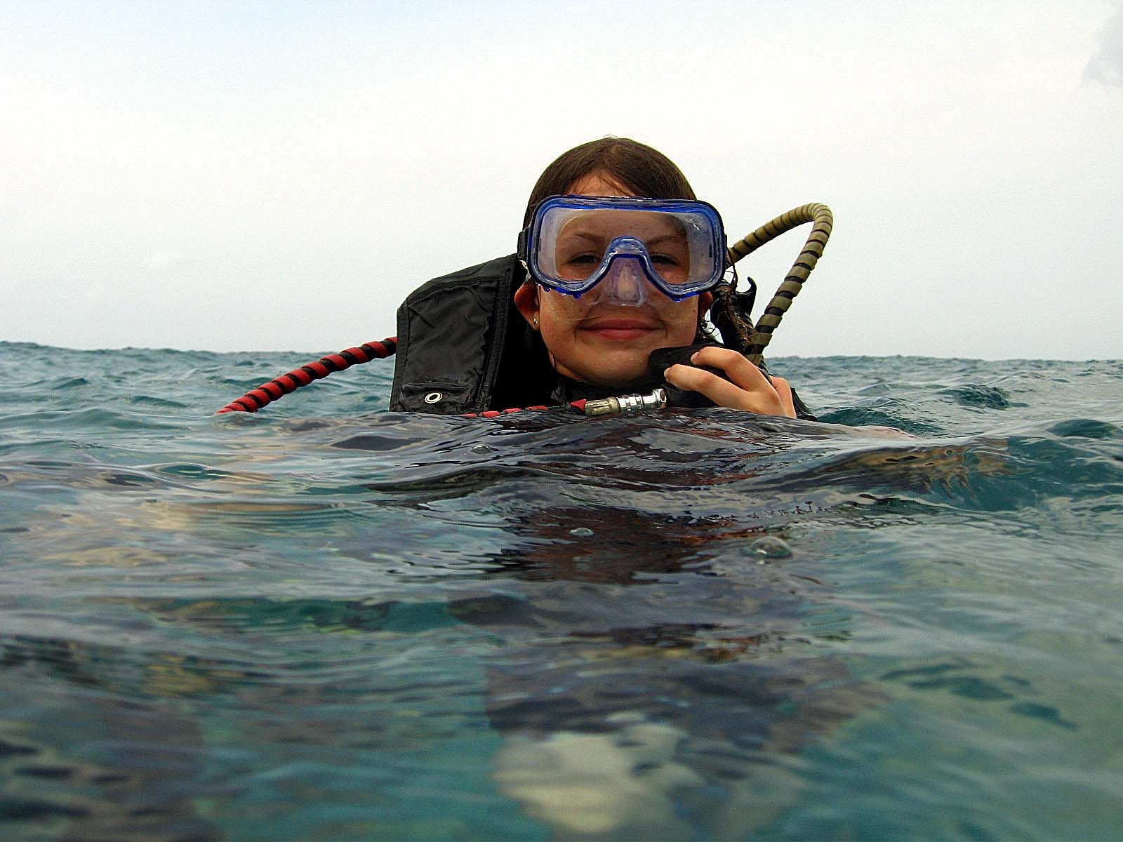 Getting Ready For Her First Dive