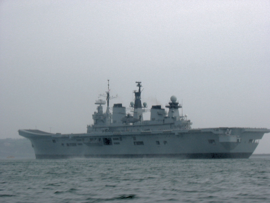 HMS Illustrious and helicopter