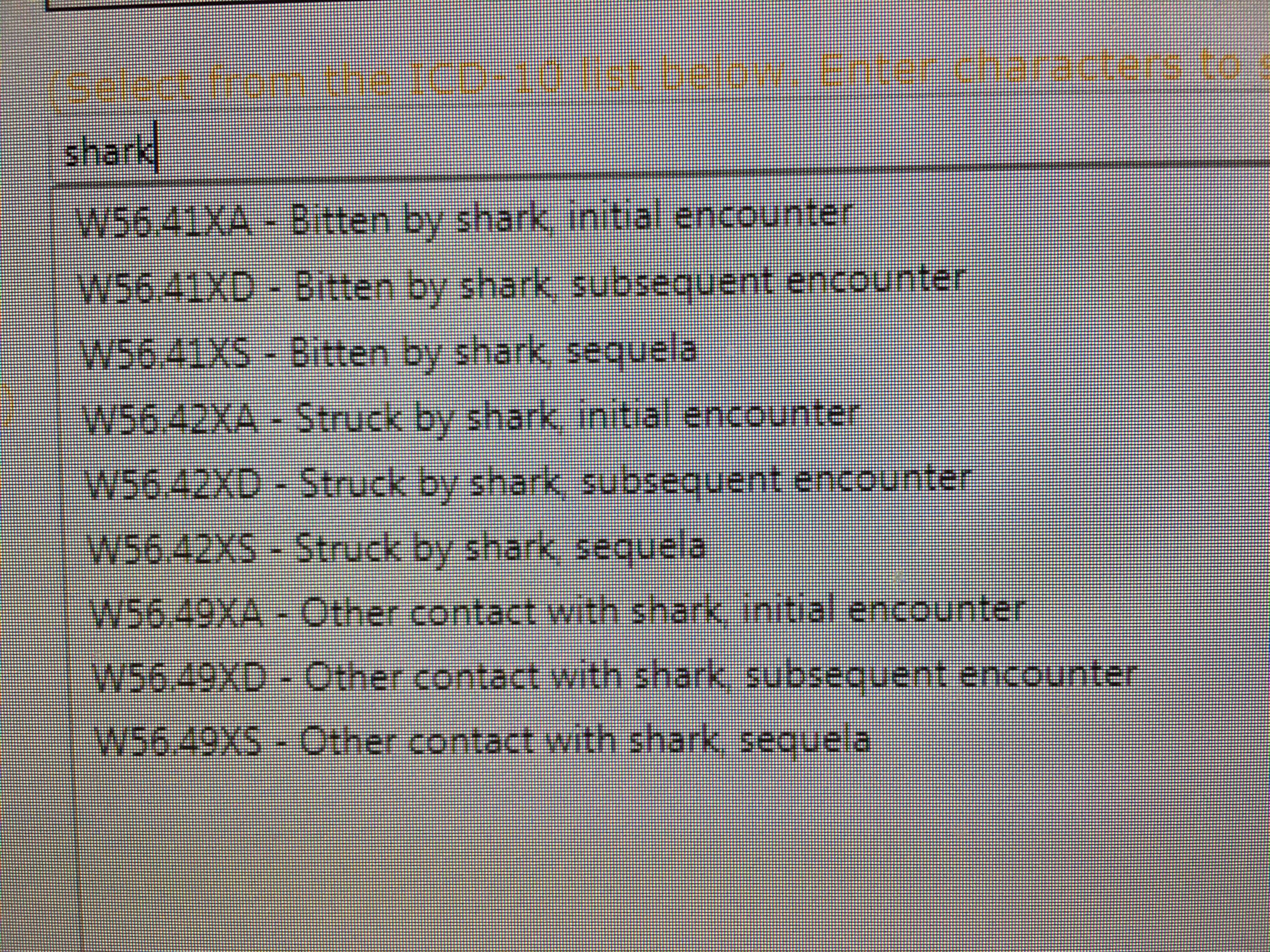 icd10 shark