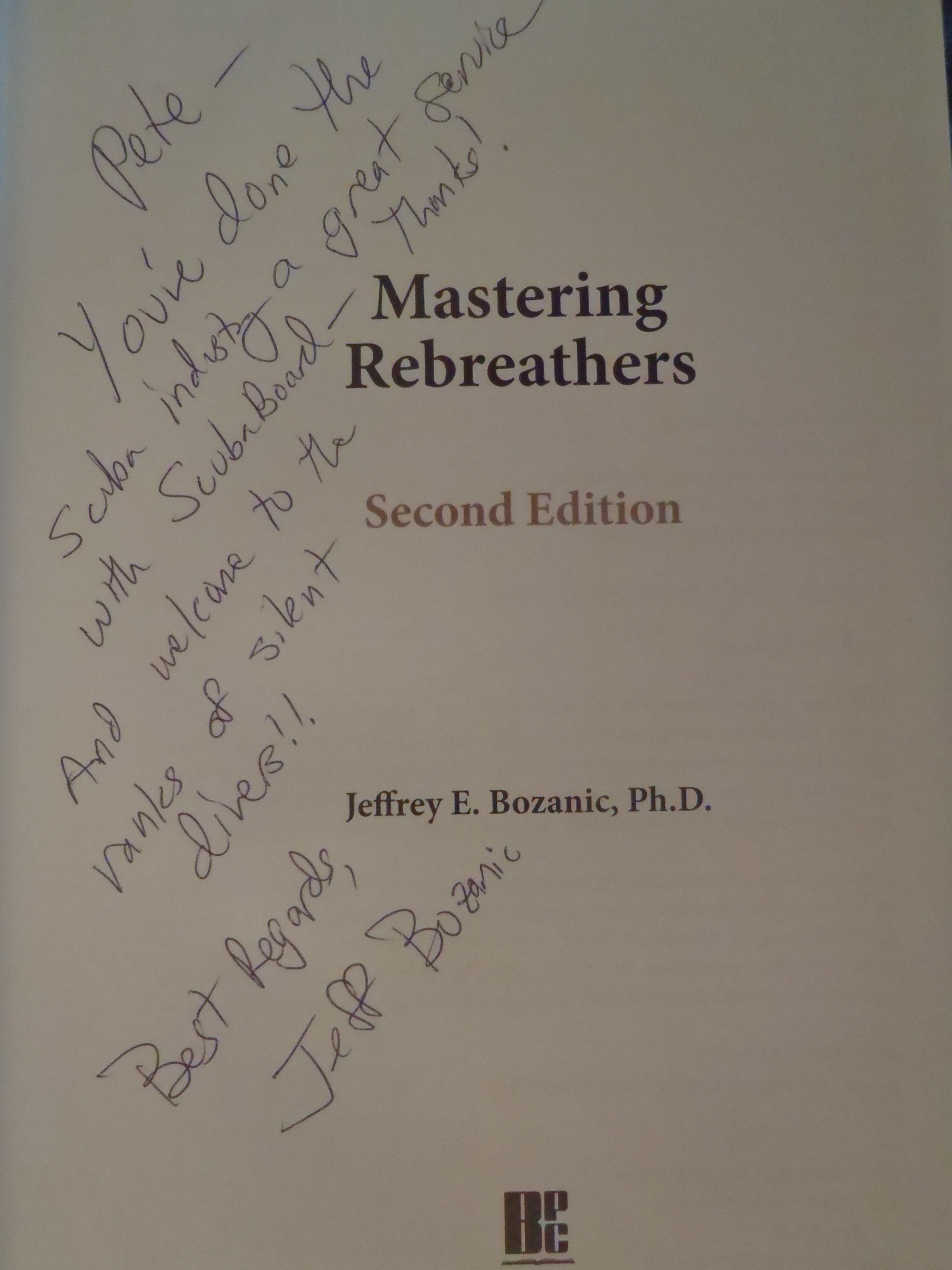 Jeff Bozanic's book: Mastering Rebreathers