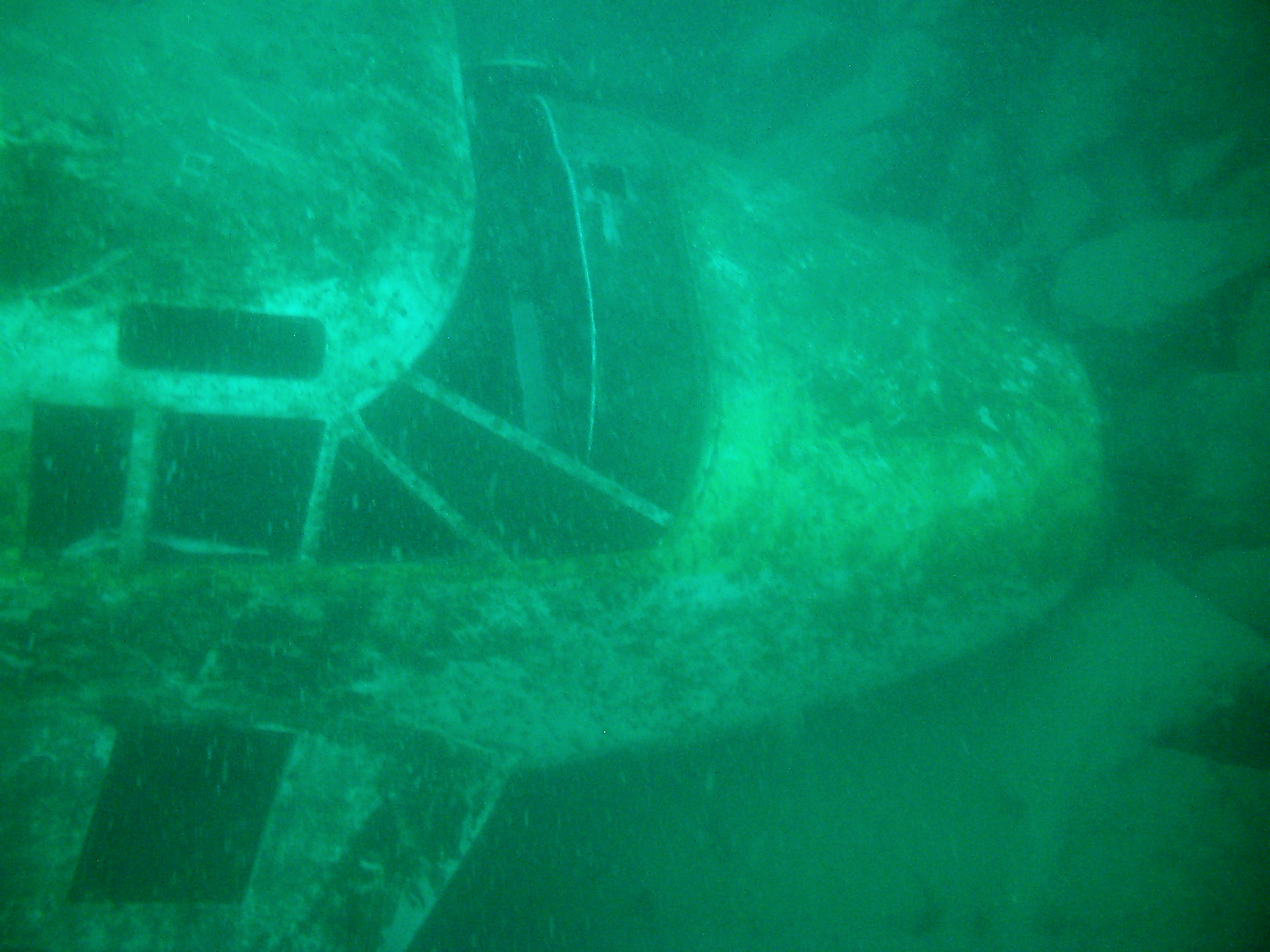 Light aeroplane in Miracle Waters quarry in South Africa