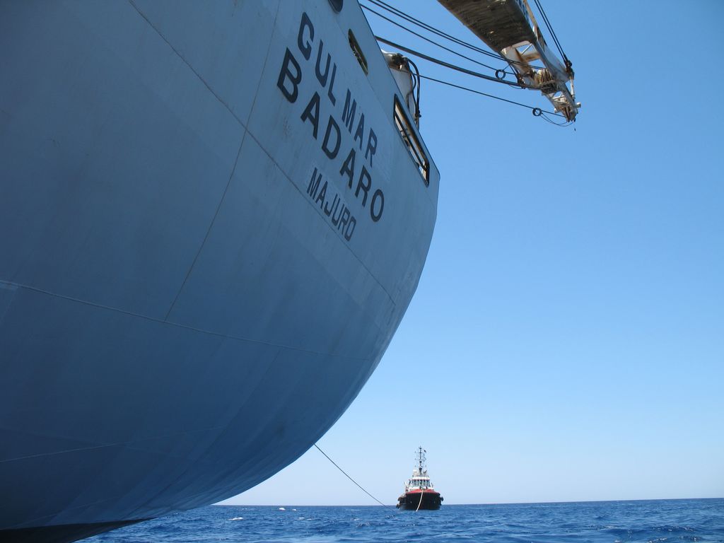 Looking stern to the tug