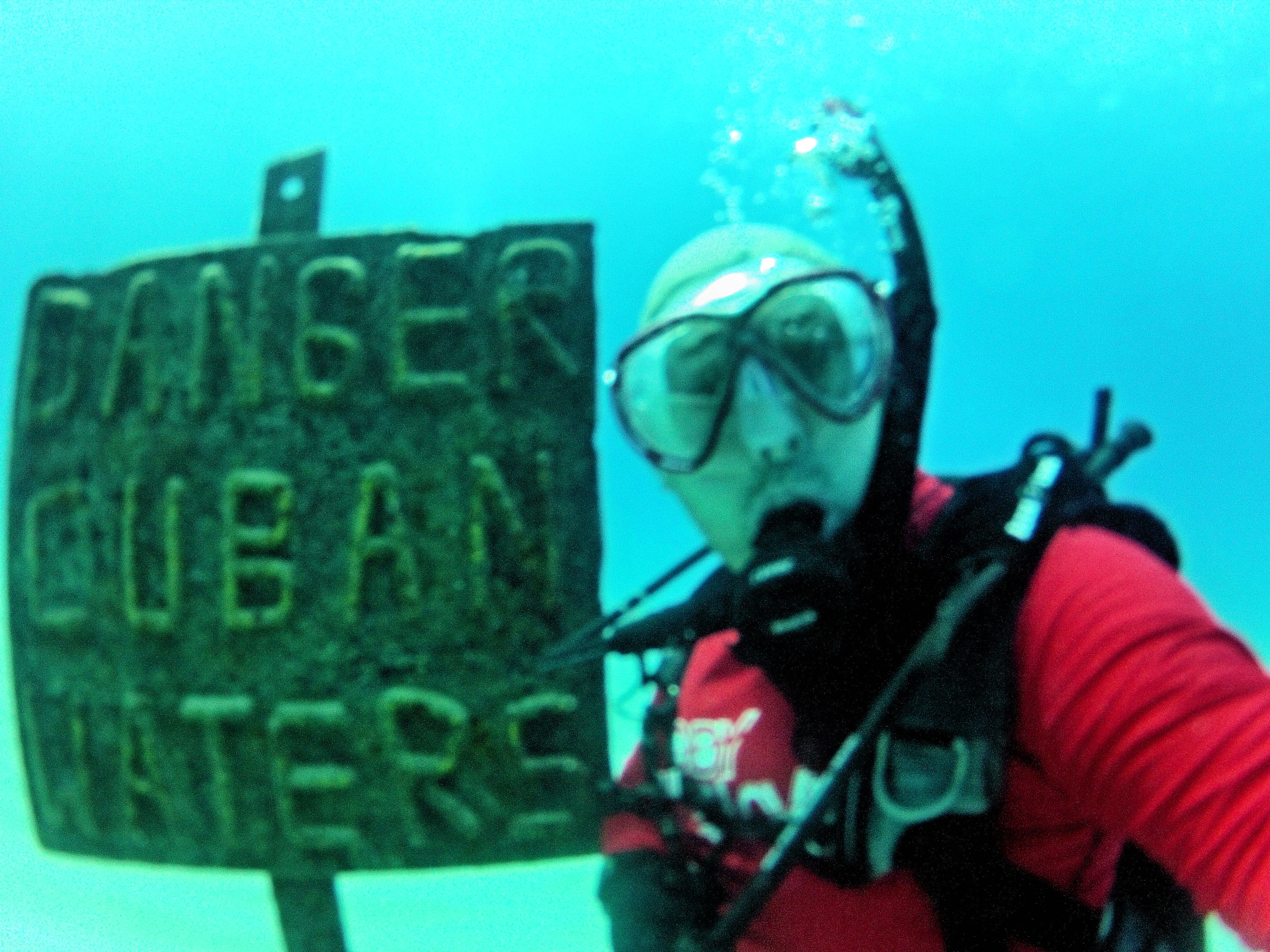 Me at the Border Sign underwater