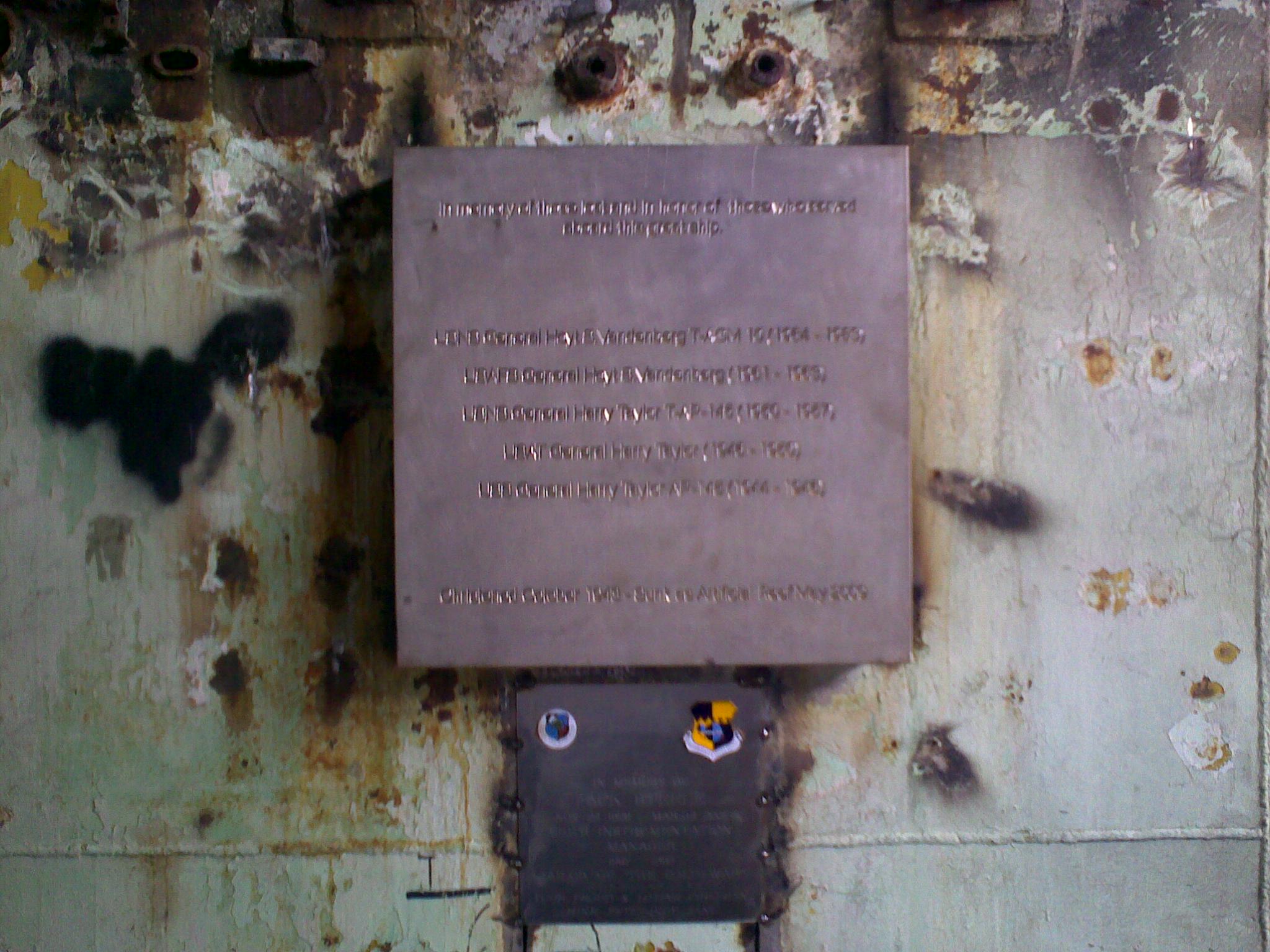 Memorial plaque Vandenberg