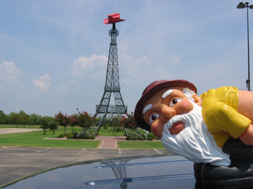 Moonie at the Eiffel Tower in Paris (Texas, that is)
