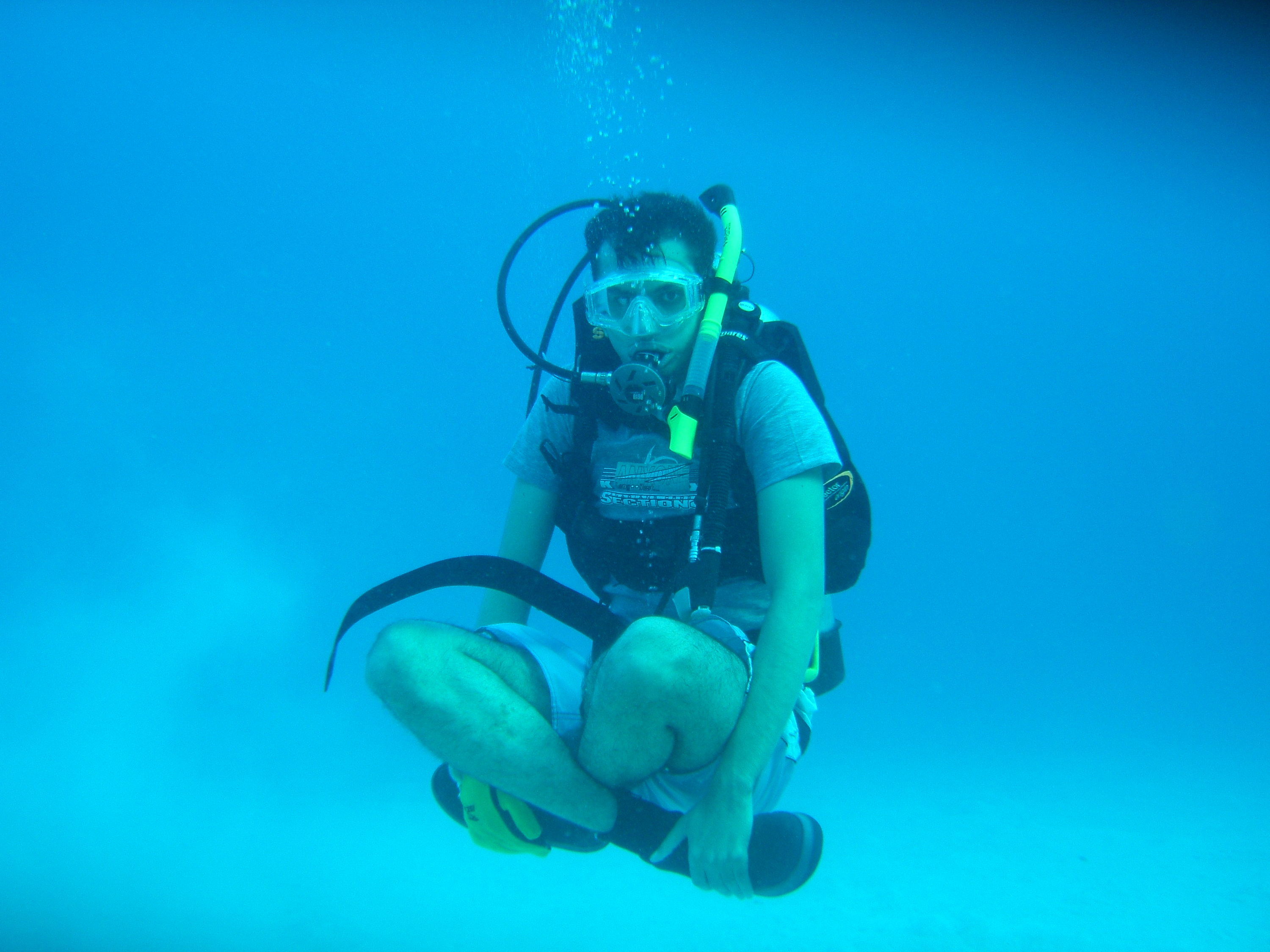 My cousin diving without fins in the red sea