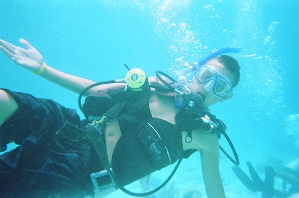 My son Sean's first ocean dive in Puerto Rico - August 2009