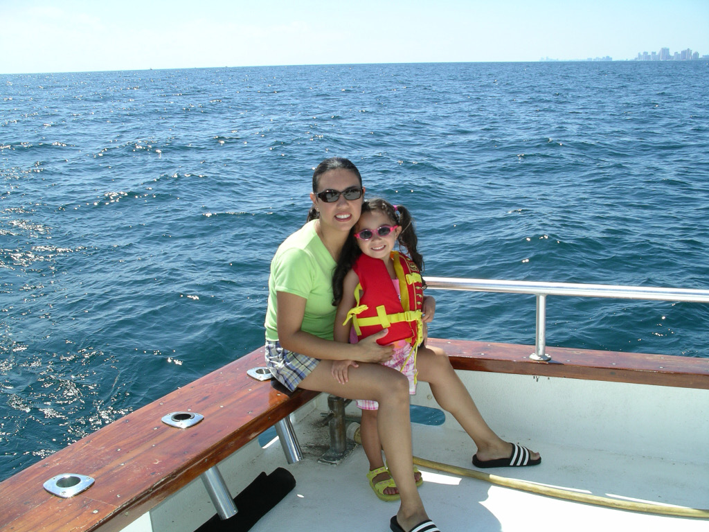 My wife and my daughter out at sea
