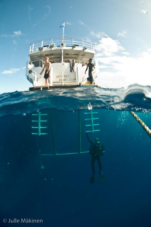 Over/Under Shot:  Dive Deck of the Truk Odyssey.