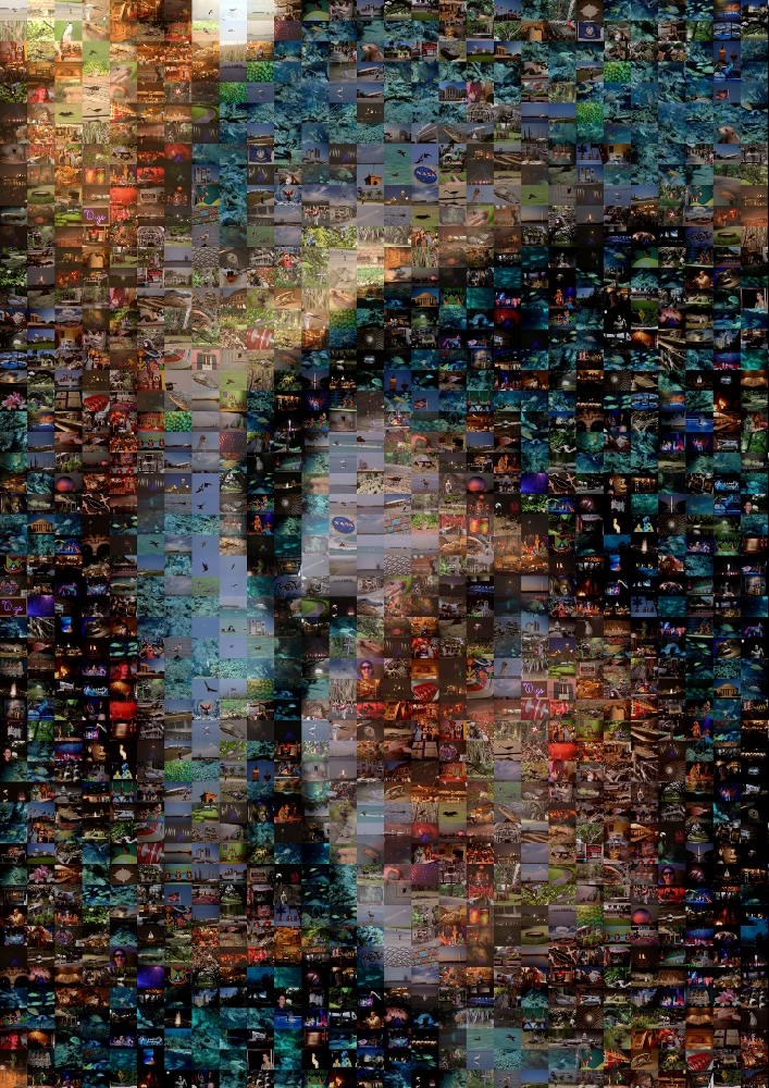 Photomosaic of my wife built up of 2000 thumbnails of pics taken on a recen