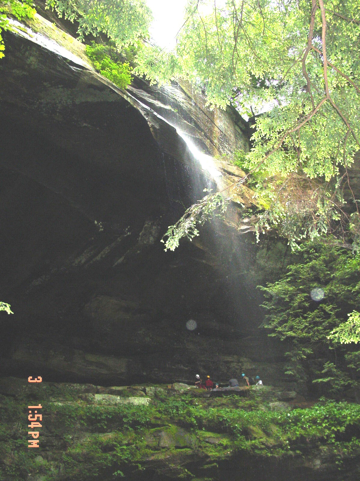 rappelling the waterfall