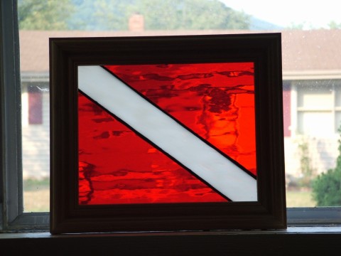 Red Stained Glass Diver Down Flag - no flash