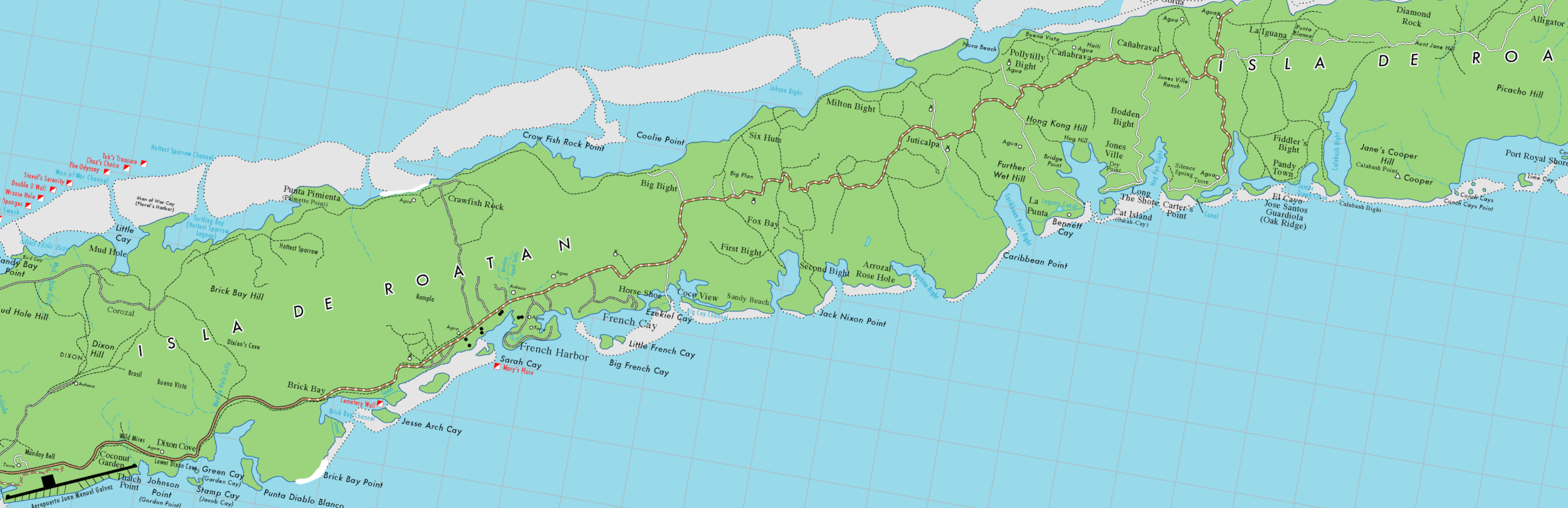 Roatan Map, mid section