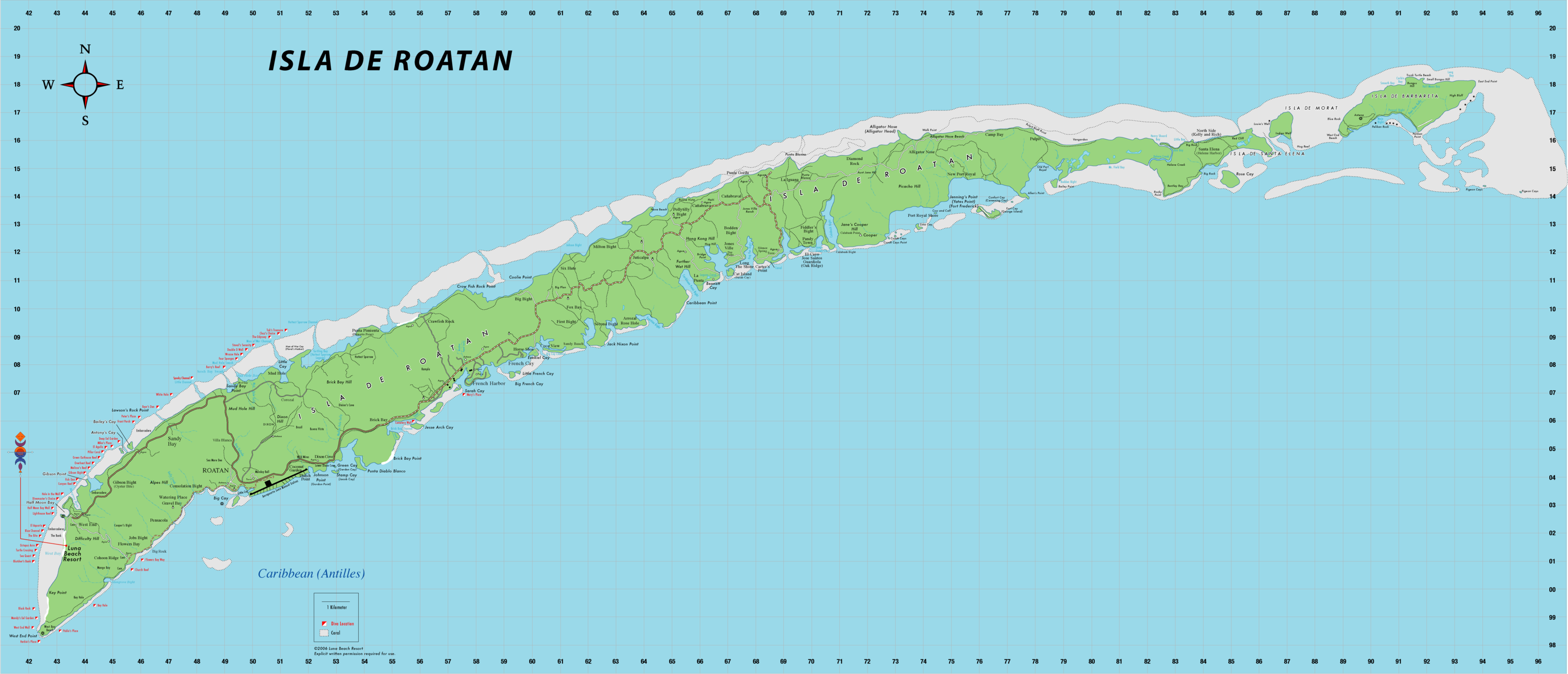 Roatan Map