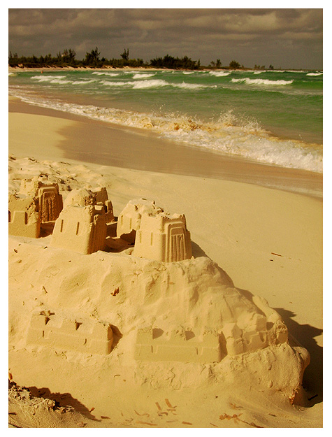 Sandcaslte on the beach. Las Tunas, Cuba. Hotel Villa Covarrubias