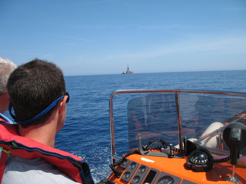 Sea Explorer drilling rig in the distance