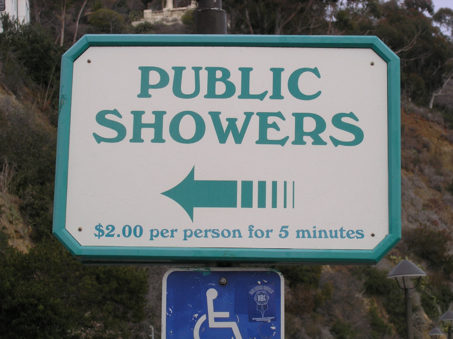 Sign for shower building