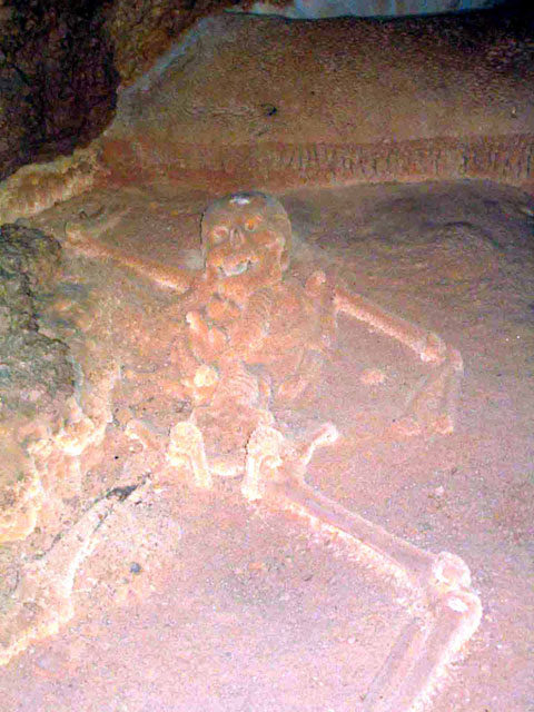 skeleton at ATM in Belize