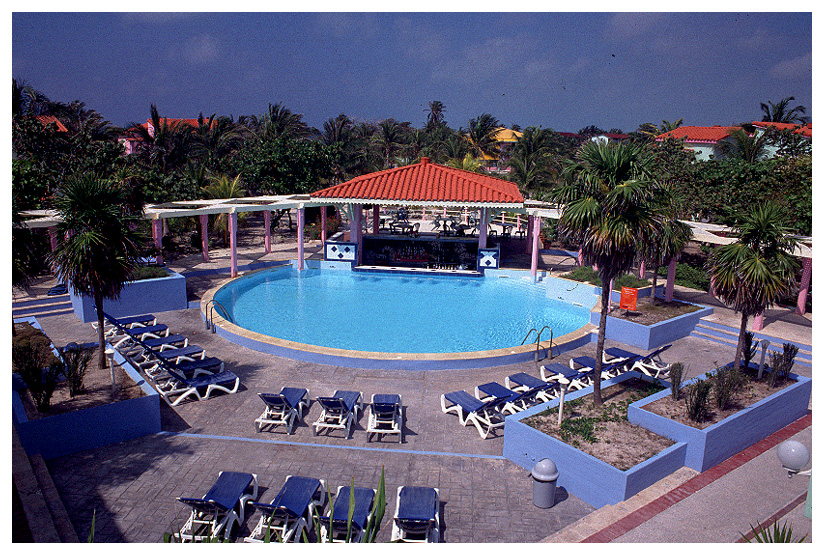 The pool and bar at Gran Caribe hotel, Cayo Largo, Cuba.
