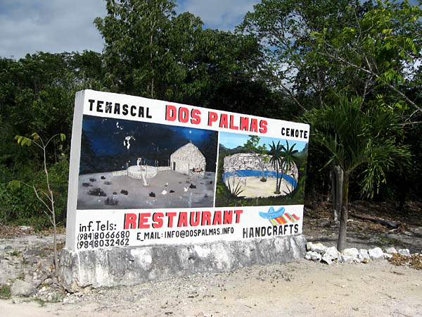 The sign at Cenote Dos Palmas