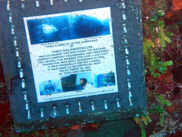 Theo's wreck plaque