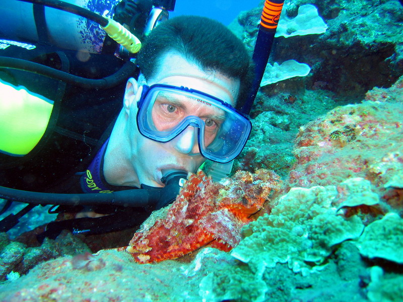 Tony staring down a scorpionfish