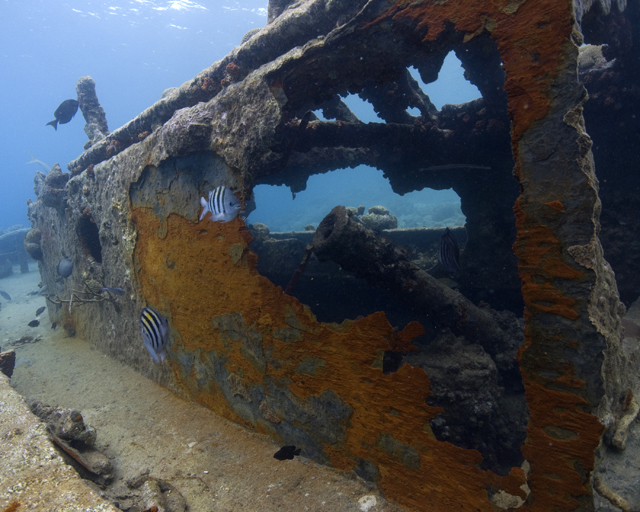 Tugboat damage from tropical storm Omar