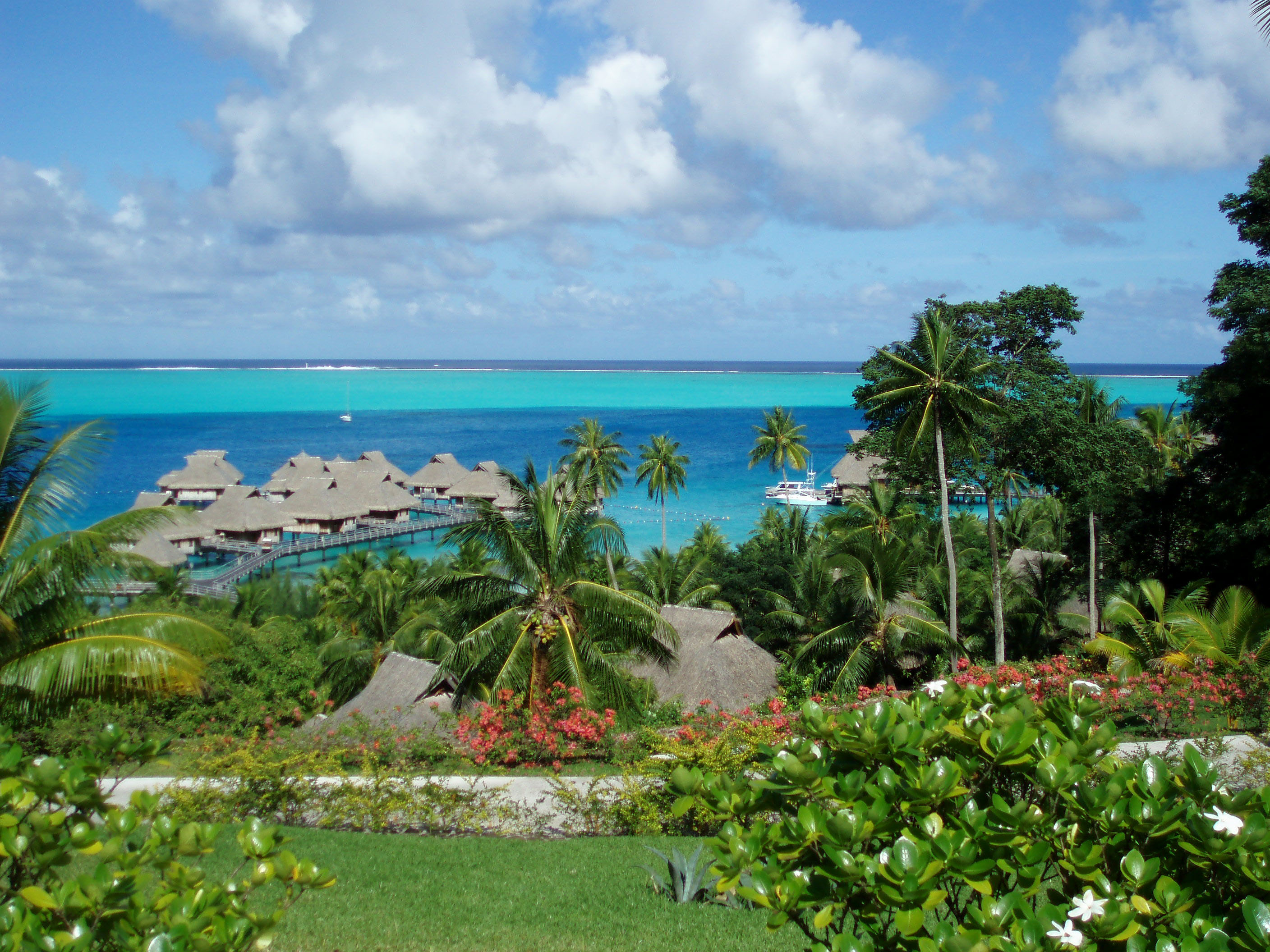 View of the Bora Bora Nui from the road to the spa