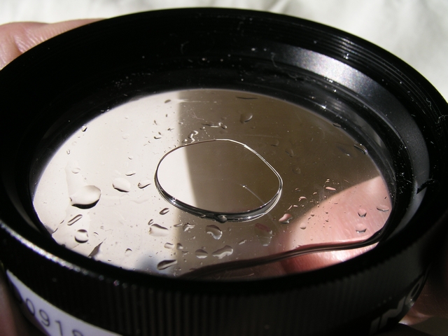 Water trapped between the lenses