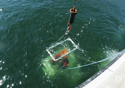 wooden helmet diving