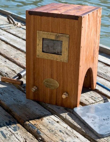 wooden helmet diving